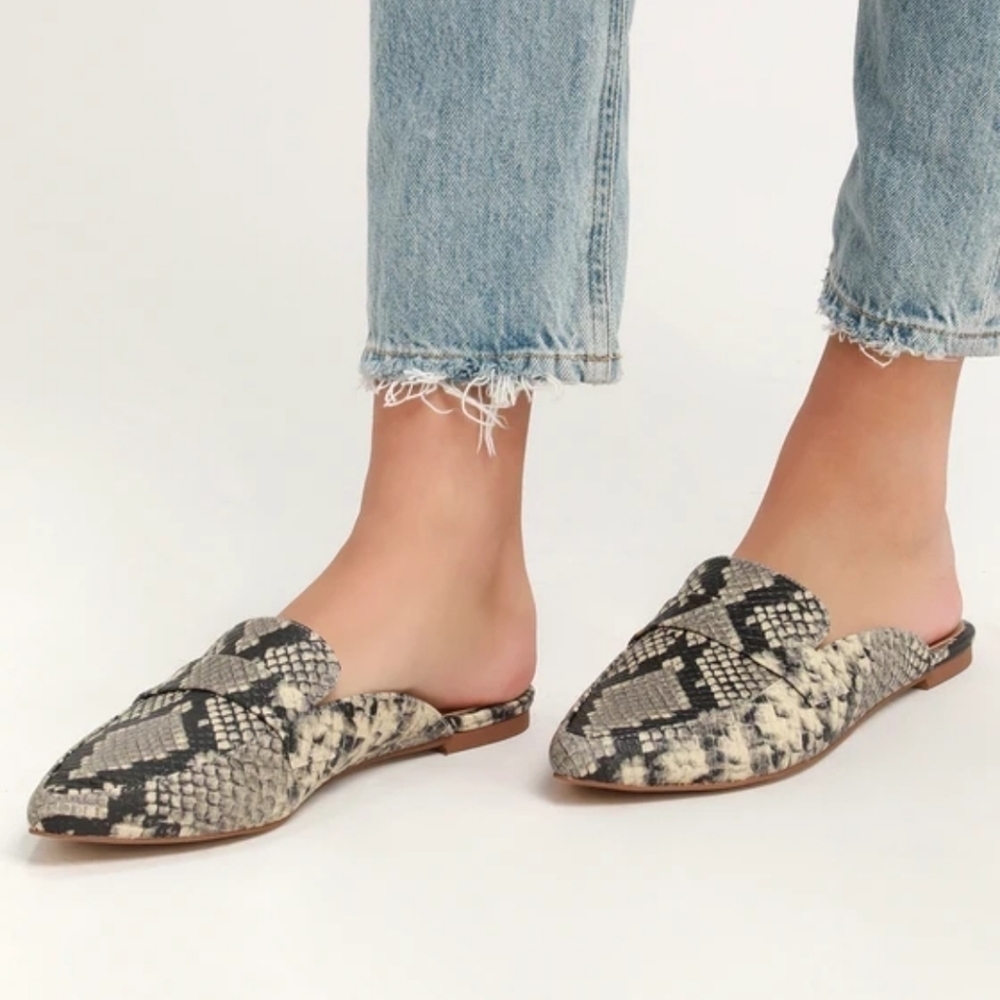 NEW! FRANCO SARTO Animal Print Snakeskin Slip On Mules 6.5